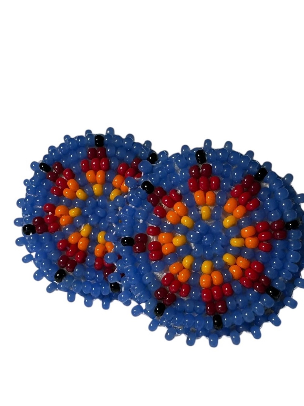 Handmade Blue Beaded Coasters with Multicolor Pattern